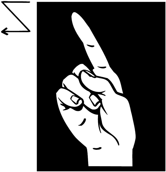 Hand with finger pointing upward vinyl sticker. Customize on line. Health Illness Anatomy 050-0198