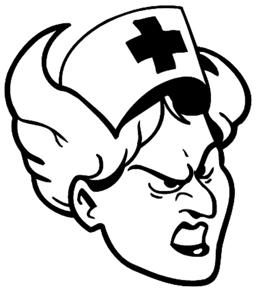 Angry nurse vinyl sticker. Customize on line. Health Illness Anatomy 050-0282