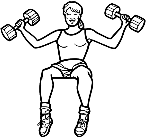 Young lady doing exercise vinyl sticker. Customize on line. Health Illness Anatomy 050-0305