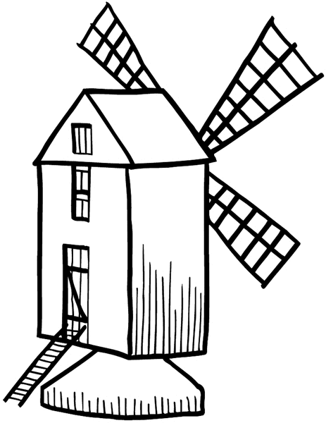 Windmill vinyl sticker. Customize on line. Houses Homes Buildings 053-0256