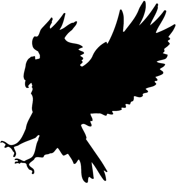 Eagle landing silhouette vinyl sticker. Customize on line. Hunting 054-0143
