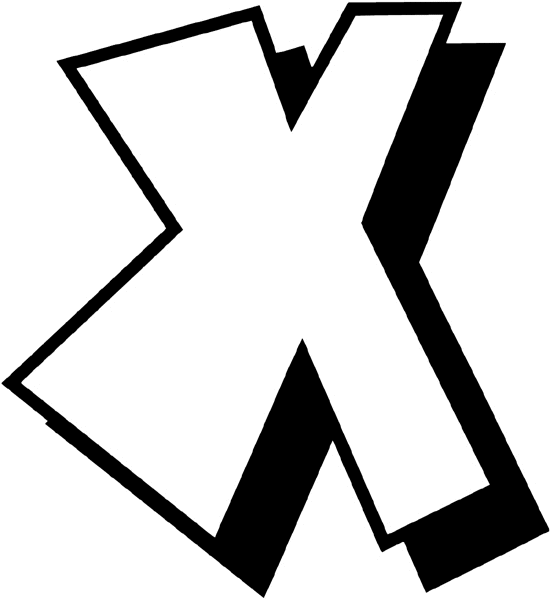 The letter 'X' vinyl sticker. Customize on line. Numbers 065-1830
