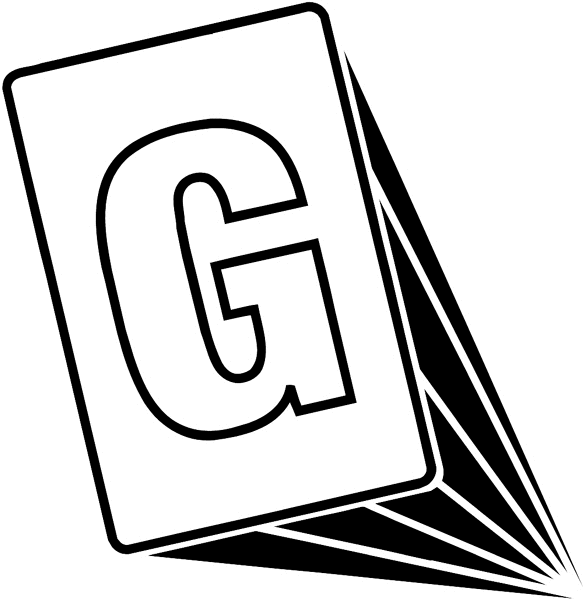 The letter 'G' vinyl sticker. Customize on line. Numbers 065-1849