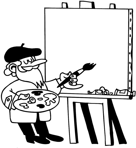 Artist at his easel vinyl sticker. Customize on line.  Office and Art 066-0157