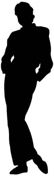 Lady in long dress silhouette vinyl sticker.  Customize on line. People 069-0511