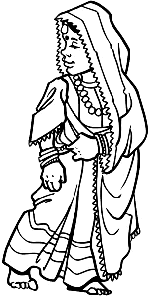 Lady in eastern Indian dress vinyl sticker. Customize on line.  People Religions Countries 070-0390