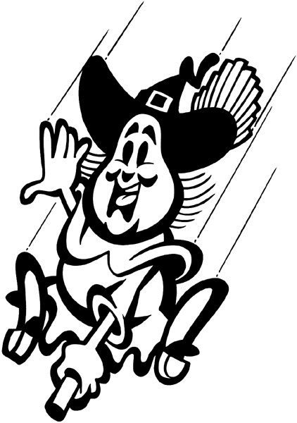 Pilgrim hat on comic man vinyl decal. Customize on line. Phenomena and History 072-0336