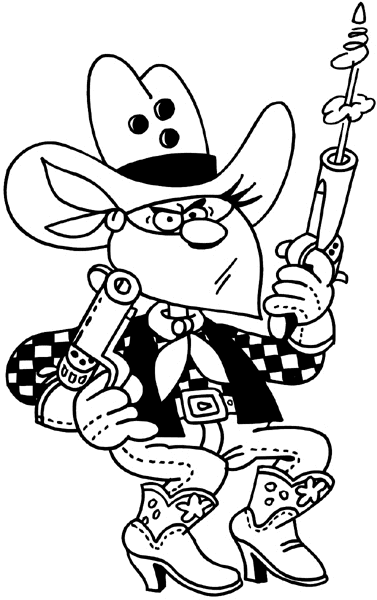 Masked cowboy in a shoot-out vinyl sticker. Customize on line. Phenomena and History 072-0398