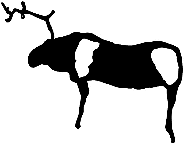 Cave drawing of an antlered animal vinyl sticker. Customize on line. Phenomena and History 072-0428