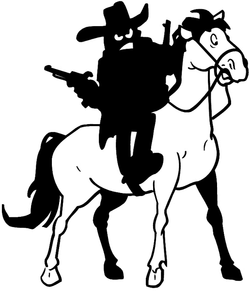 Outlaw on horse vinyl sticker. Customize on line. Phenomena and History 072-0441