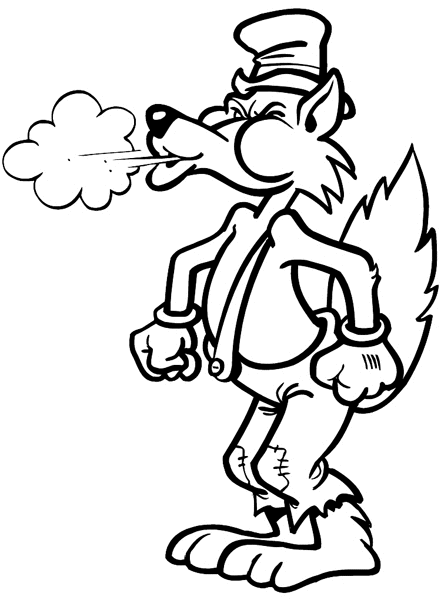 Wolf huffing and puffing vinyl sticker. Customize on line.  Phenomena and History 072-0457
