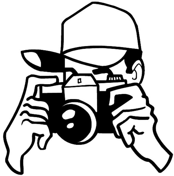 Man taking a picture vinyl sticker. Customize on line. Photos and Films 073-0164