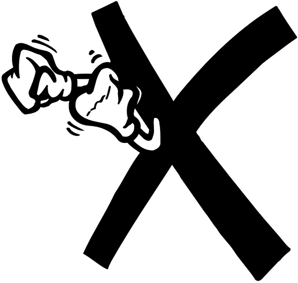 The letter 'X' with hands vinyl sticker. Customize on line. Politics 074-0045