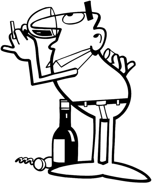 Man drinking wine vinyl sticker. Customize on line. Restaurants Bars Hotels 079-0306