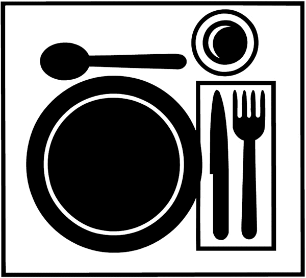 Place setting in silhouette vinyl sticker. Customize on line. Restaurants Bars Hotels 079-0307