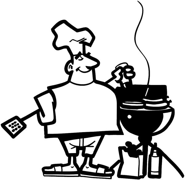 Backyard chef at the grill vinyl decal.  Customize on line. Restaurants Bars Hotels 079-0328