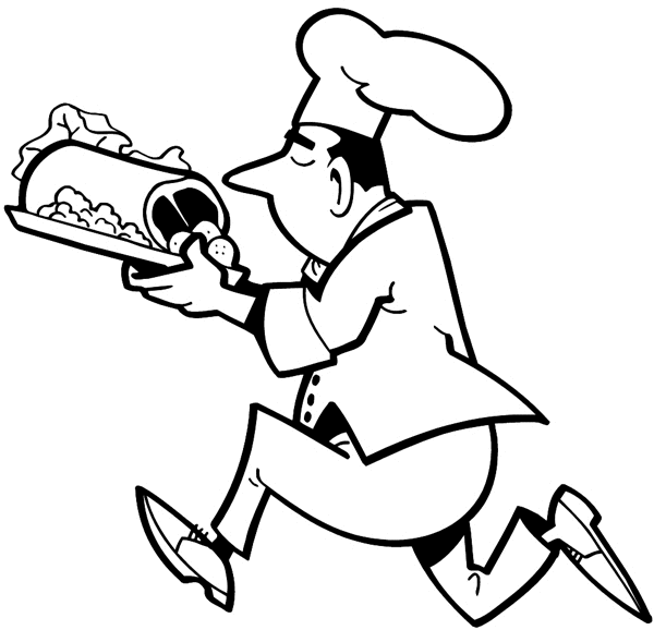 Chef carrying roast vinyl sticker. Customize on line. Restaurants Bars Hotels 079-0475
