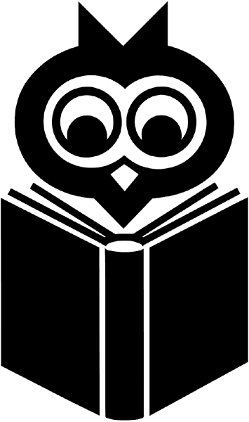 Owl with open book vinyl sticker. Customize on line. Schools and Teaching 080-0235