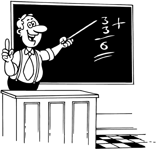 Arithmetic teacher and blackboard vinyl sticker. Customize on line. Schools and Teaching 080-0241