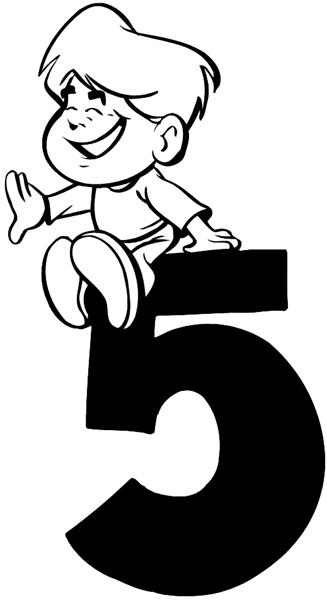 The number '5' with a little boy vinyl sticker. Customize on line. Schools and Teaching 080-0264
