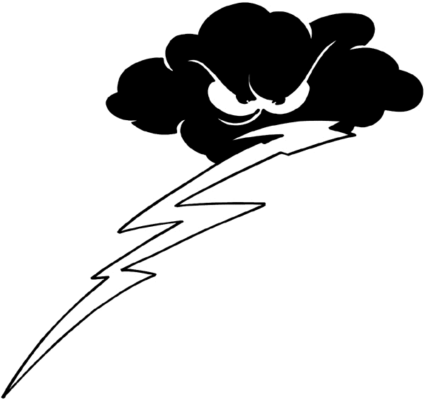 Vicious black cloud with lightning bolt vinyl sticker. Customize on line. Seasons and Sun Moon Stars 082-0207