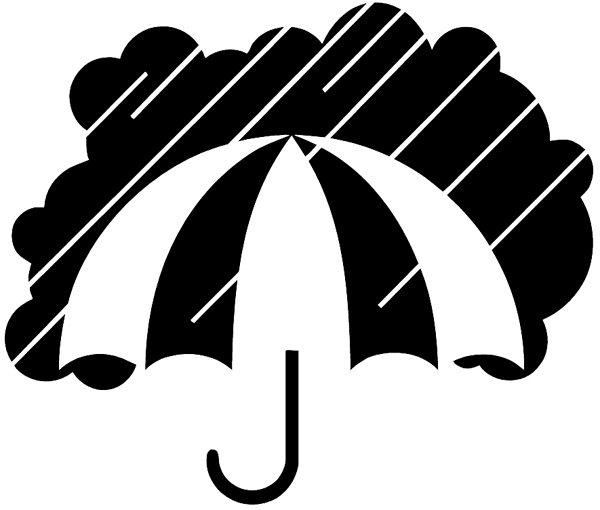 Raincloud and umbrella vinyl sticker. Customize on line. Seasons and Sun Moon Stars 082-0236