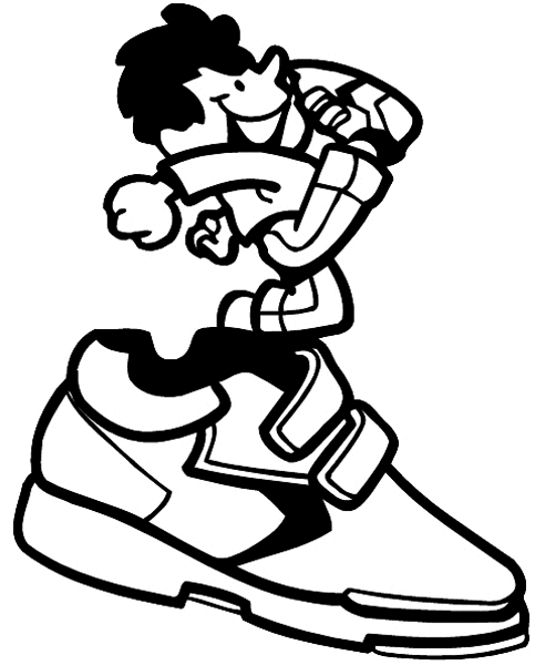 Little boy and sneaker vinyl sticker. Customize on line. Shoes 083-0127