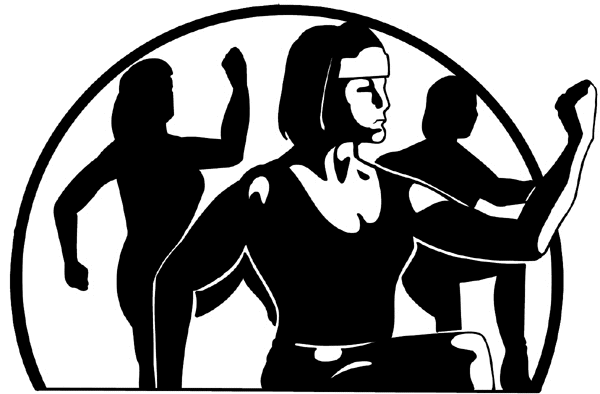 Ladies exercising vinyl sticker. Customize on line. Sports 085-0970