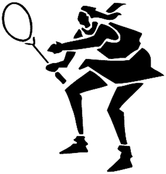 Lady tennis player vinyl sticker. Customize on line. Sports 085-0985