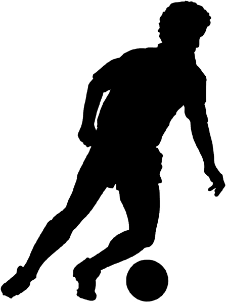 Soccer player silhouette vinyl sticker. Customize on line. Sports 085-1237