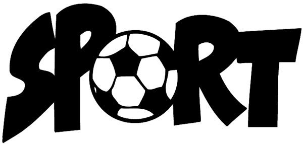 'Sport' lettering with a soccer ball for the 'O' vinyl sticker. Customize on line.  Sports 085-1259