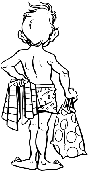 Man in swim trunks vinyl decal. Customize on line. Summer 088-0214