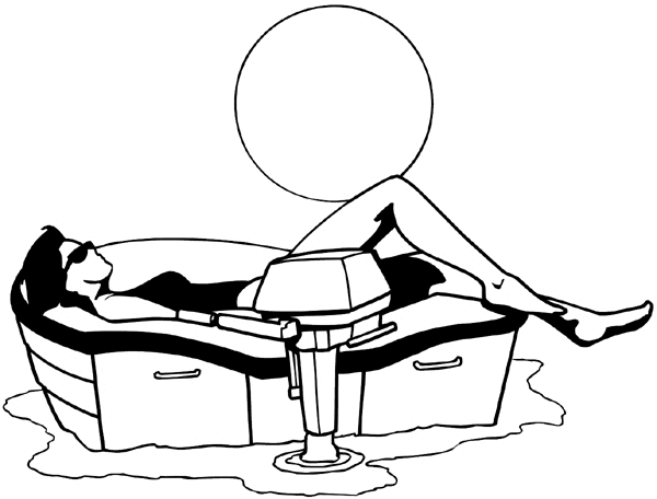 Sunbather in a motorboat vinyl sticker. Customize on line. Summer 088-0236