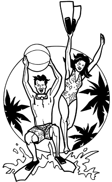 Man and woman at the beach vinyl sticker. Customize on line. Summer 088-0239