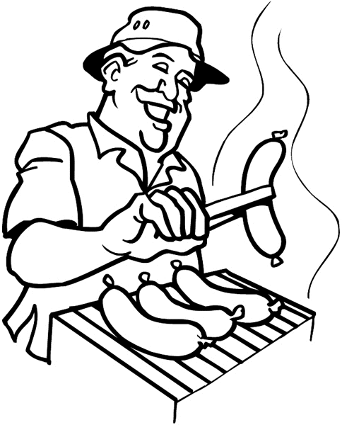 Grilling hot dogs vinyl sticker. Customize on line. Summer 088-0308