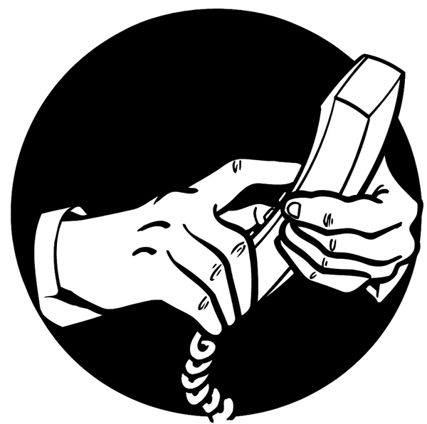 Hands making a phone call vinyl sticker. Customize on line. Telephone 091-0149