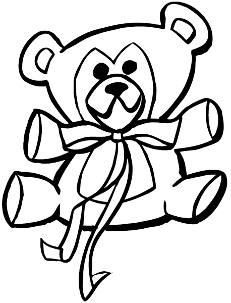 Teddy bear wearing ribbon vinyl sticker. Customize on line. Toys 094-0051