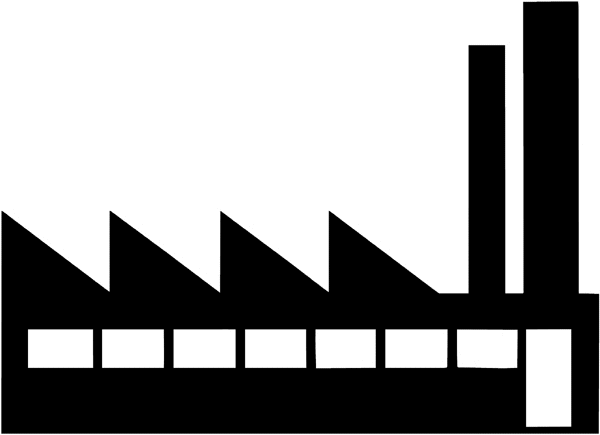 Factory with smoke stacks vinyl sticker. Customize on line. Trade Market Industry 056-0099