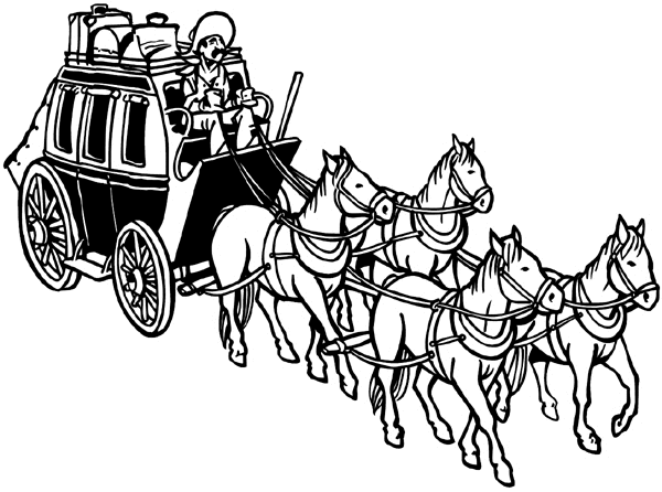 Stagecoach and driver vinyl sticker. Customize on line. Transport and Postal 075-0061