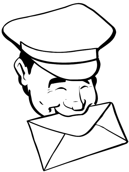 Mailman with letter in his mouth vinyl sticker. Customize on line. Transport and Postal 075-0079