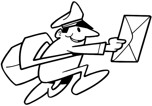 Postman running with a letter vinyl sticker. Customize on line. Transport and Postal 075-0089