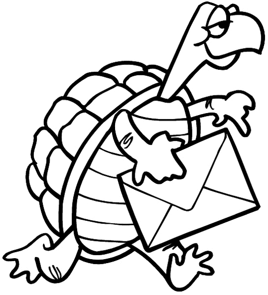 Turtle carrying a letter vinyl sticker. Customize on line. Transport and Postal 075-0119