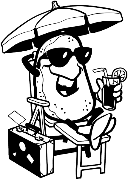 Potato head on vacation vinyl decal. Customize on line. Vacations Trips Attractions 051-0231