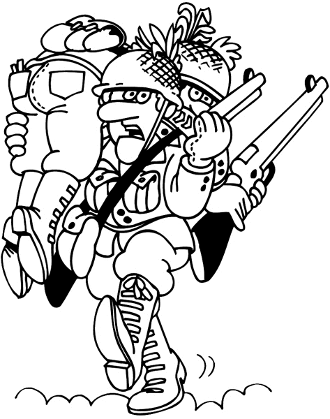 One soldier carrying another over his shoulder vinyl sticker. Customize on line. Wars and Terrorism 097-0221