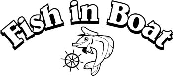 'Fish In Boat' boat lettering vinyl sticker customized on line. GA01V015