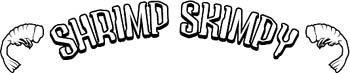 'Shrimp Skimpy' boat lettering graphic vinyl decal personalized on line. GA01V042