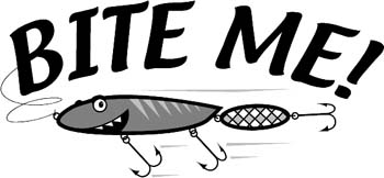 'Bite Me' boat lettering vinyl graphic sticker customized on line. GA01V068