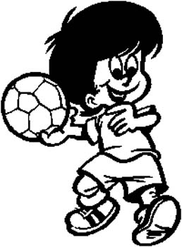237 Boy with soccer ball vinyl decal customized online.