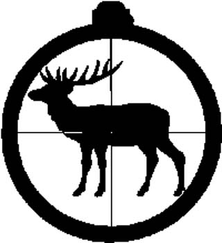 Elk in rifle sights sports decal. Personalize on line. 84- target with deer