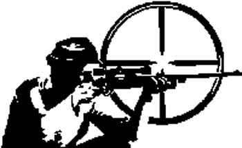 89-     Hunter with rifle sight vinyl decal. Customize on line.  